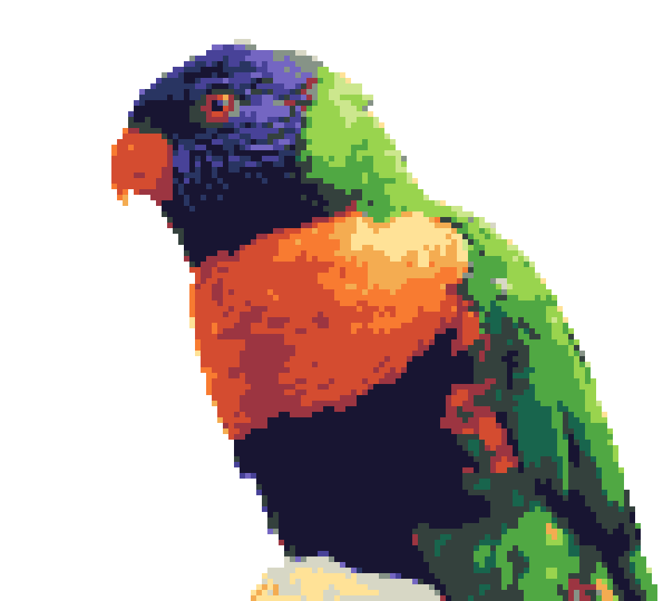 Parrot pixel art with a transparent background