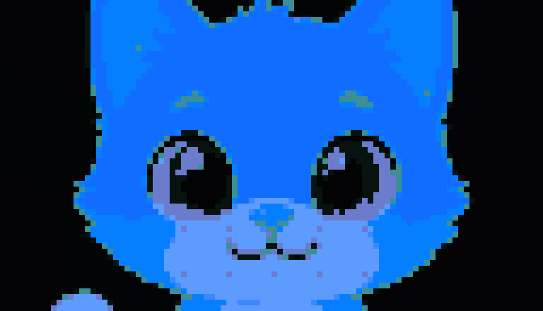 Cat illustration recoloured blue using palette remapping